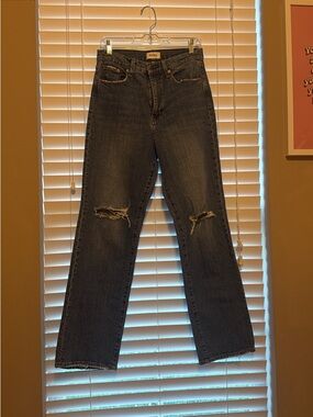 pistola Dark Blue Straight Leg Jeans with Knee Rips